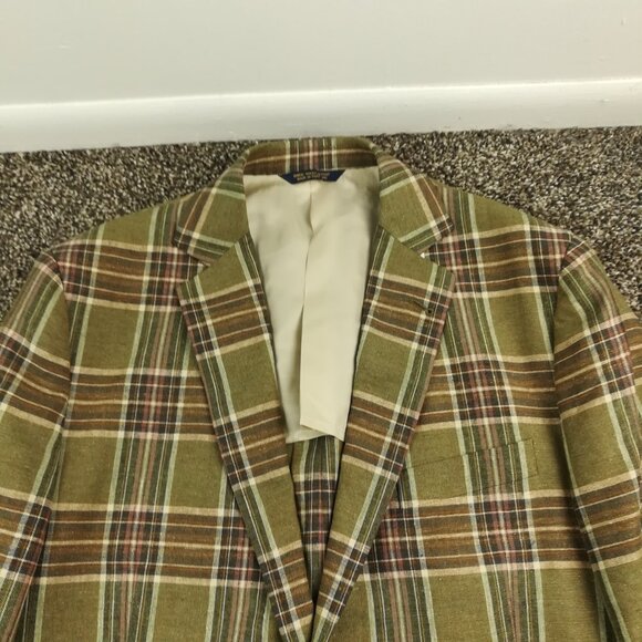 NWT Brooks Brothers Sport Coat Blazer Linen Silk Plaid Green 41R $448 - Picture 2 of 13